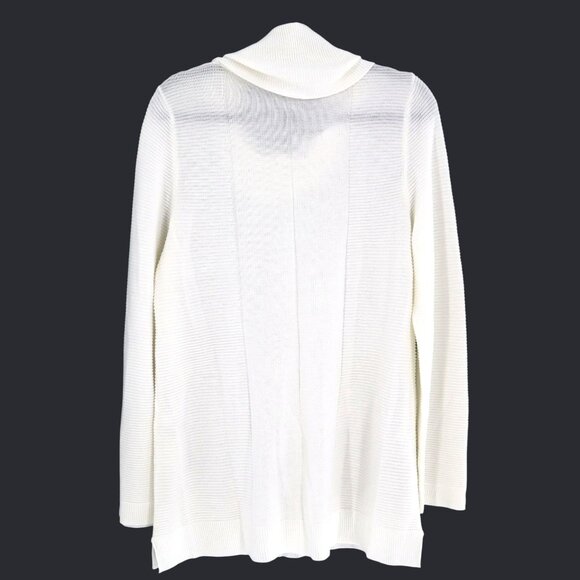Chico's Cowl Neck Sweater Women M White Classic Minimalist Casual Layering - Picture 3 of 10
